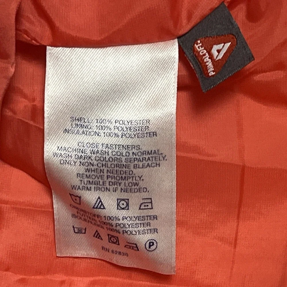 Lands‎ End Primaloft Quilted Jacket Orange Coral Full Zip Mock Neck Size M 10-12